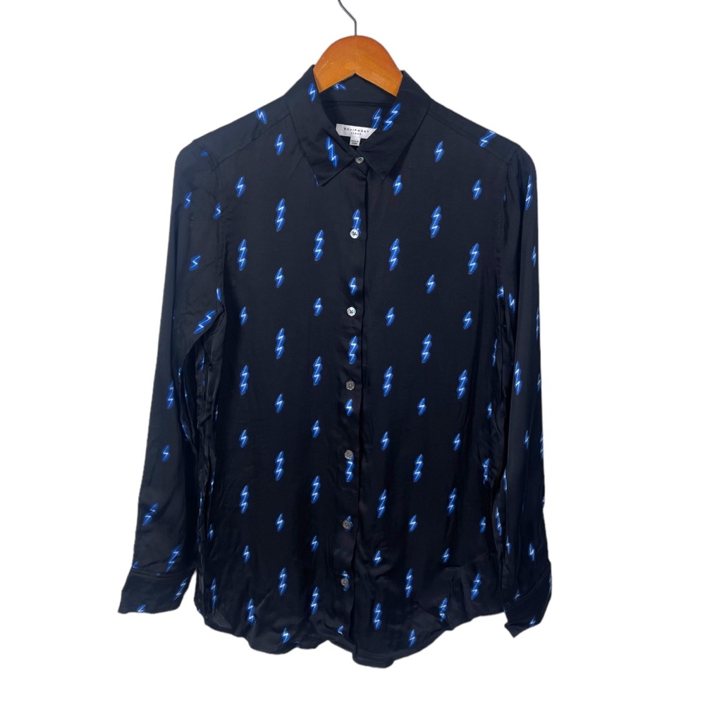 EQUIPMENT FEMME Women’s Blouse Button Up Long Sleeve Black Lightning Small